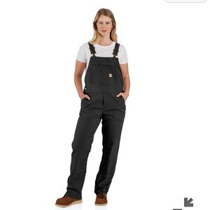 LNWOT Carhartt Overalls Loose Fit Canvas Double Knee Size M (8-10) Tall in Black